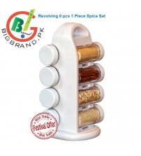 Revolving 8 Pcs Spice Rack Tower Kitchen Masala Jar 